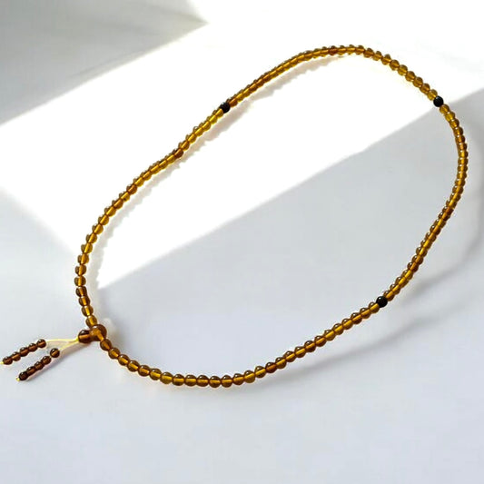 Amber 108 Mala 4mm Beads- Golden Manifestation Shield (Pre-coded & activated)