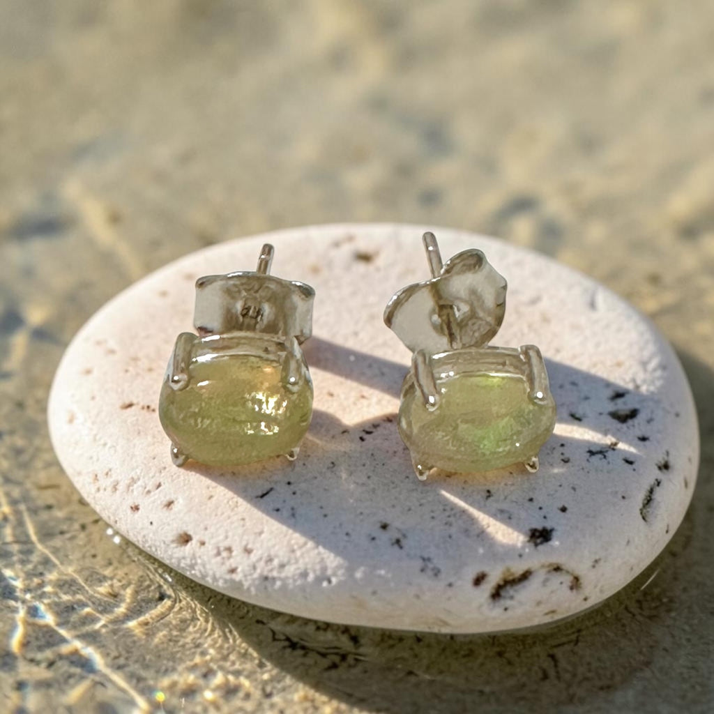 Opal 6×8mm Oval 925 Silver Earrings