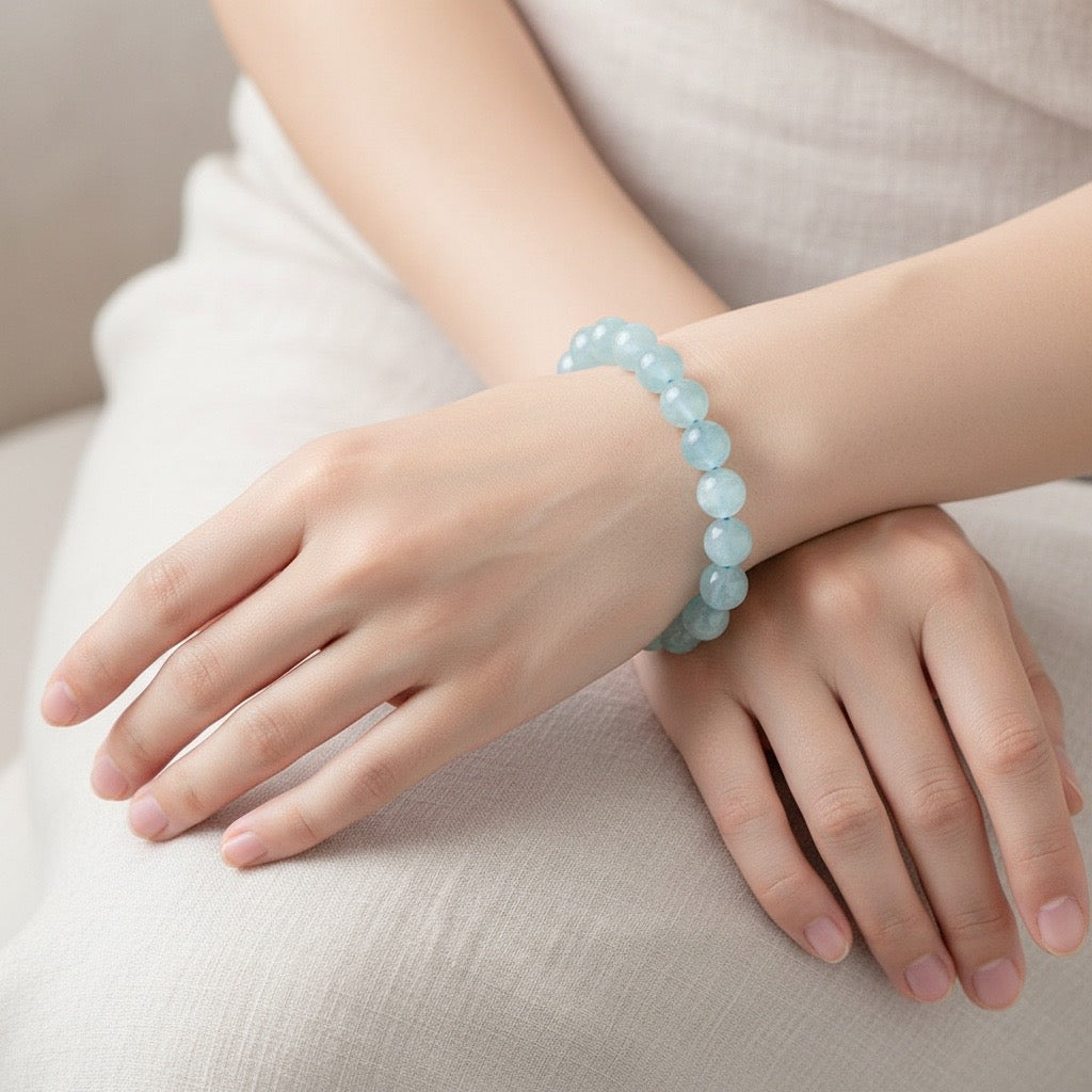 Premium Natural Aquamarine Bracelet 10mm (AAA Grade)