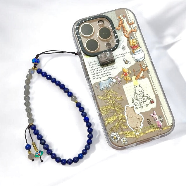 Lapis Lazuli & Labradorite Phone Chain Accessory with Ruyi Charm (Premium Quality with Stainless Steel Beads)