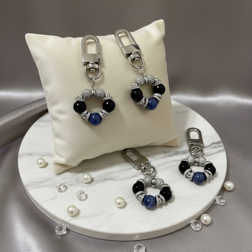 Kyanite & Black Obsidian Protection Bag Charm by Audrey (For Men & Women)