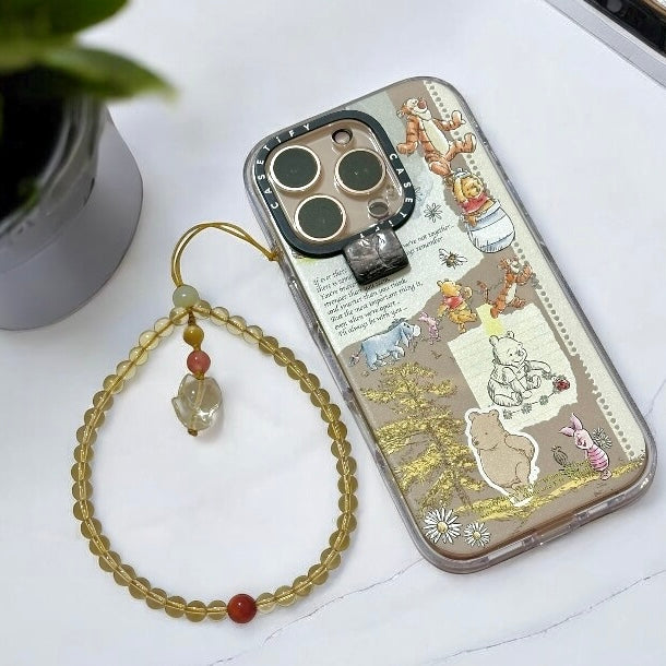 Citrine 6mm Wealth-Attracting Phone Chain Accessory (with Jade, Carnelian, Golden Tiger’s Eye, Lucky Fox & Stainless Steel Beads) PREMIUM