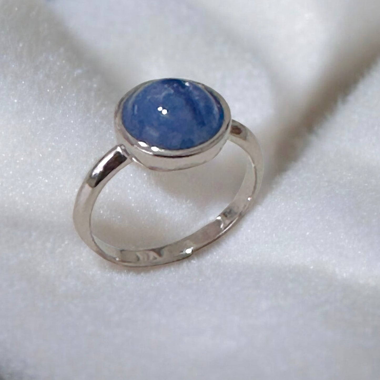 Blue Kyanite 10mm Round 925 Silver Ring (Brazil)