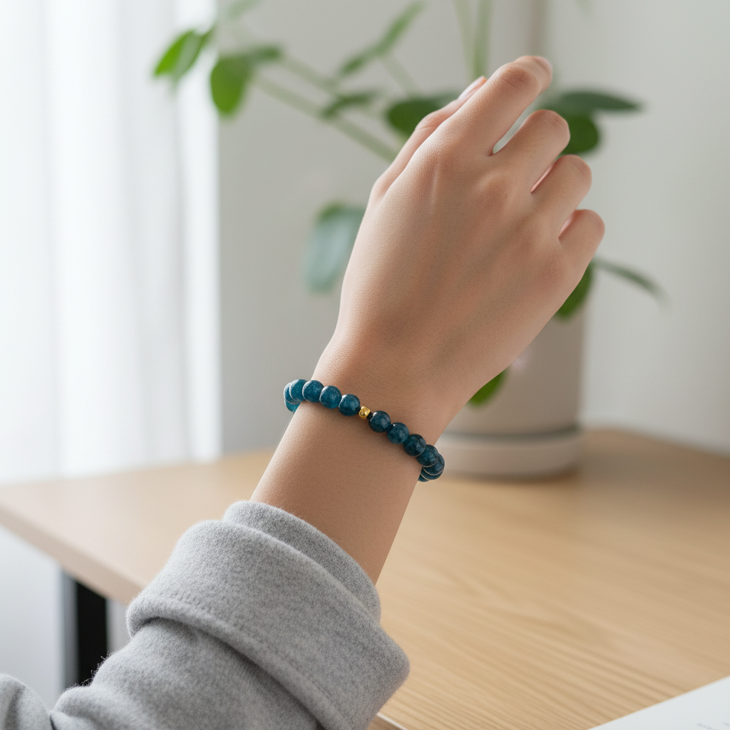 Apatite 8mm Bracelet with 14k Gold Filled Bead (Weight Management)
