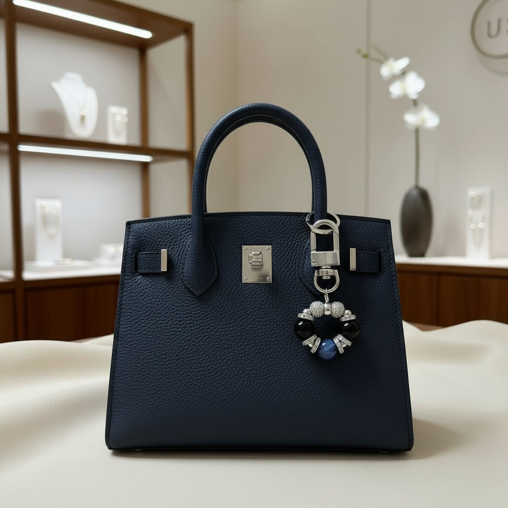 Kyanite & Black Obsidian Protection Bag Charm by Audrey (For Men & Women)