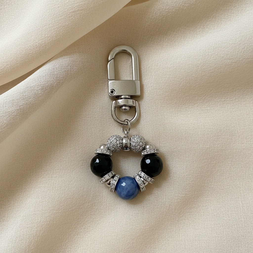 Kyanite & Black Obsidian Protection Bag Charm by Audrey (For Men & Women)