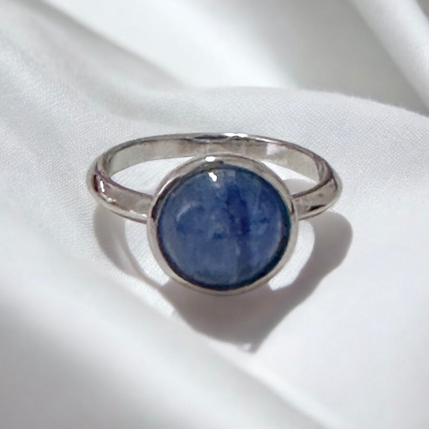 Blue Kyanite 10mm Round 925 Silver Ring (Brazil)