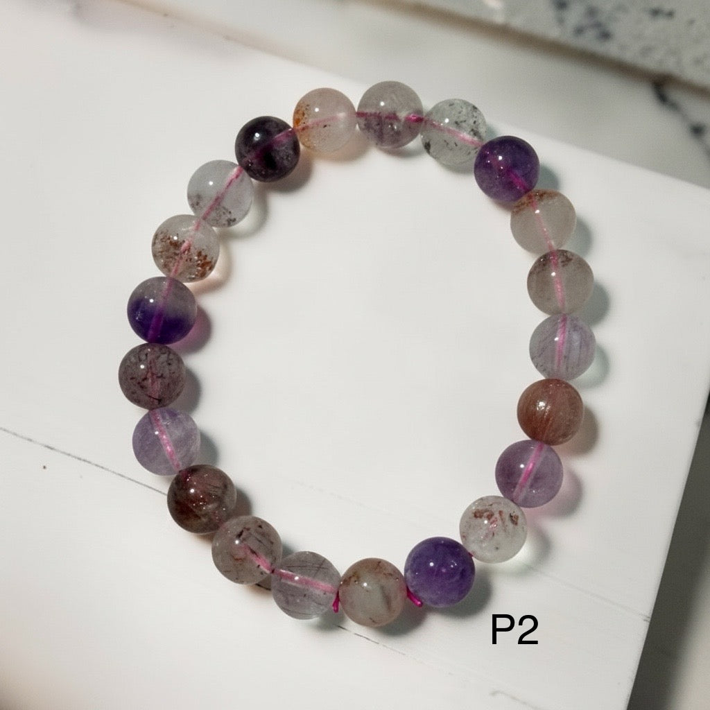 Super 7, 9mm Bracelet (Top Grade, AAAA) Good Health & Luck