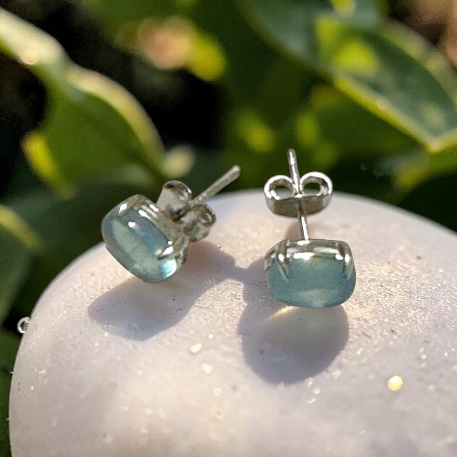 Aquamarine 6×8mm Oval 925 Silver Earrings