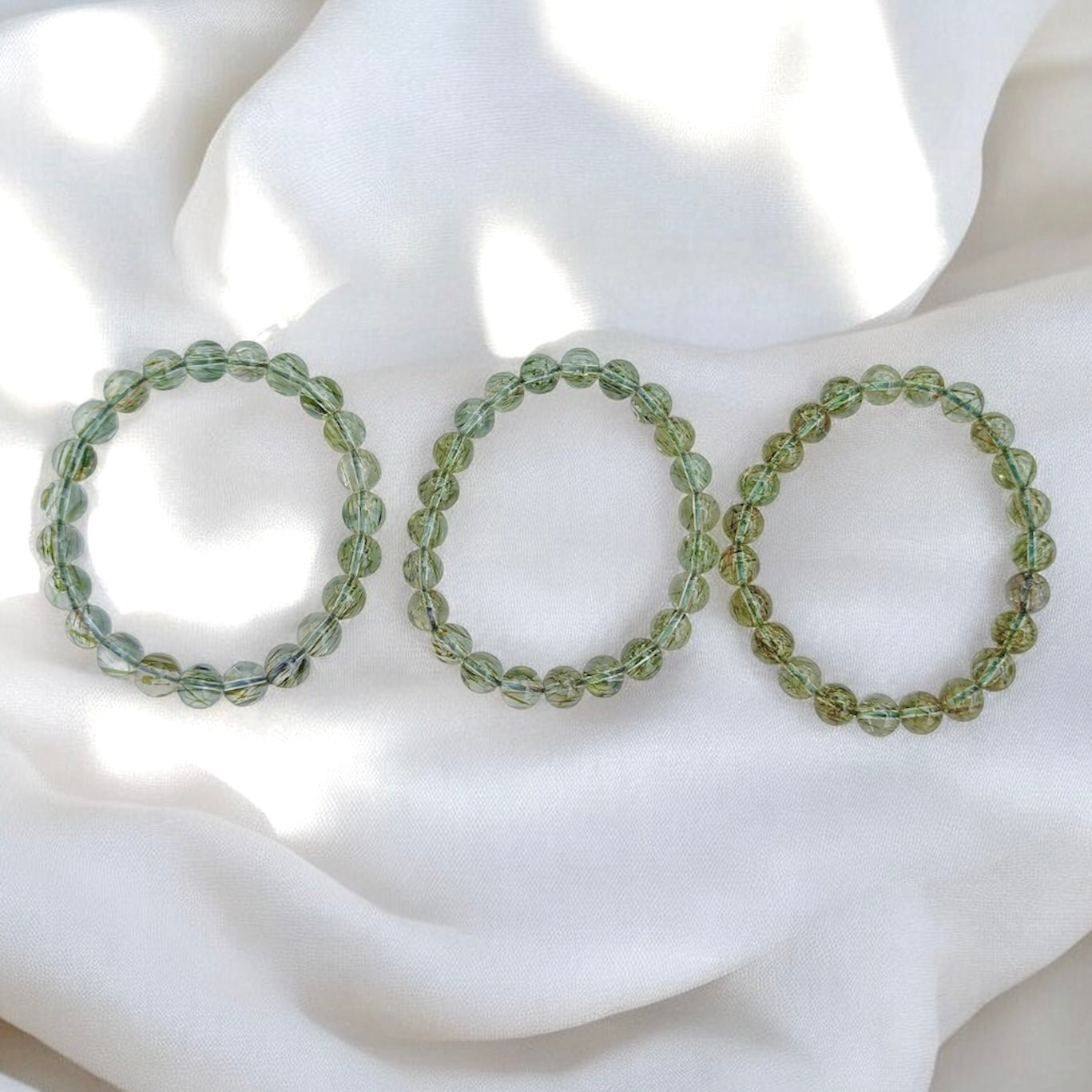 Green Tourmaline Rutilated Bracelet (Very Rare)8-9mm