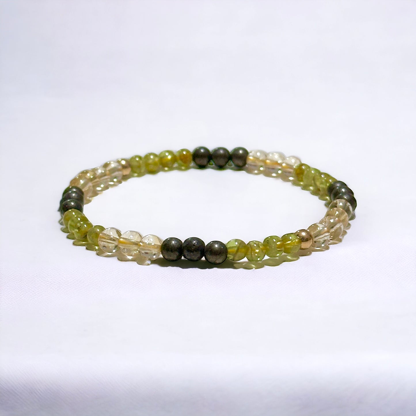Wealth Activator Bracelet (4mm Citrine, Peridot, Pyrite with 14k gold filled beads)
