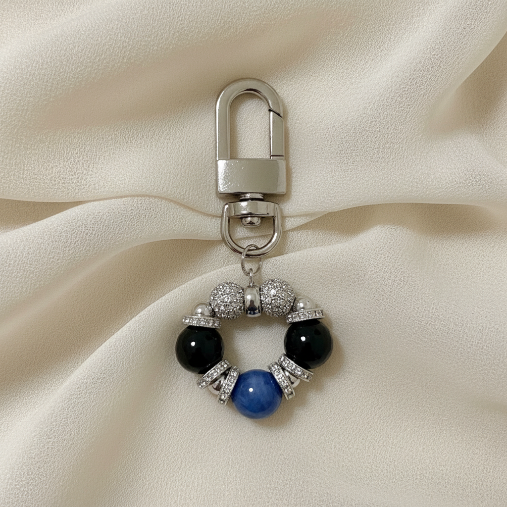 Kyanite & Black Obsidian Protection Bag Charm by Audrey (For Men & Women)