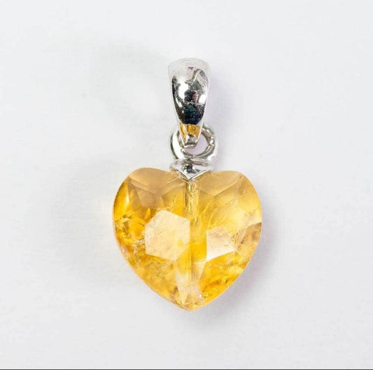 Citrine 8mm Heart 925 Silver Pendant (Radiant Abundance)