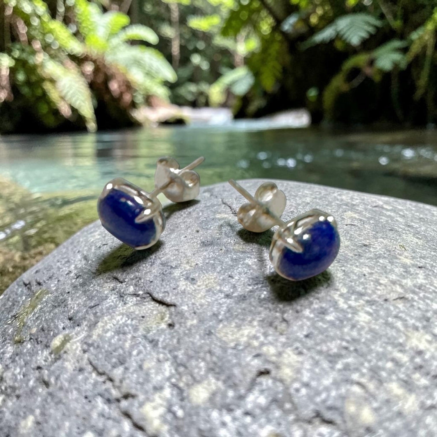 Lapis Lazuli 6×8mm Oval 925 Silver Earrings