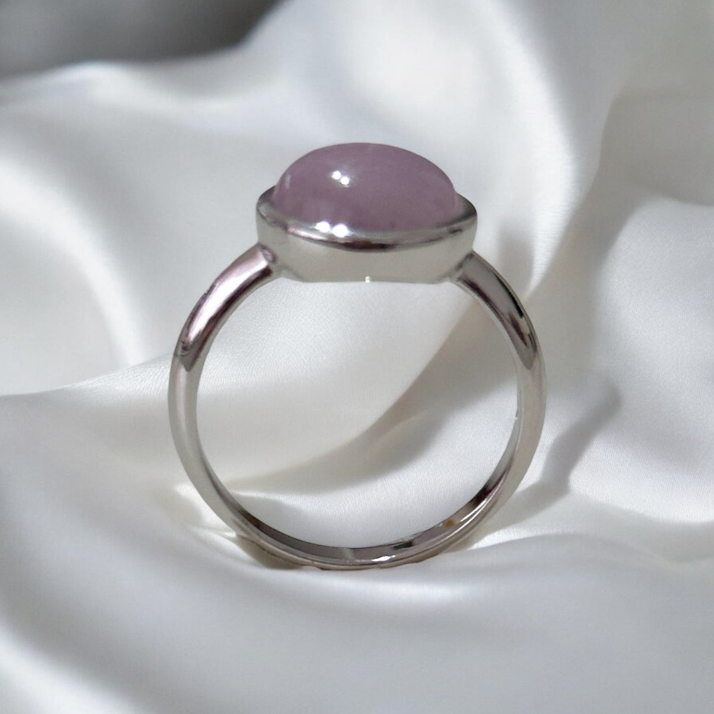 Kunzite 10mm Round 925 Silver Ring