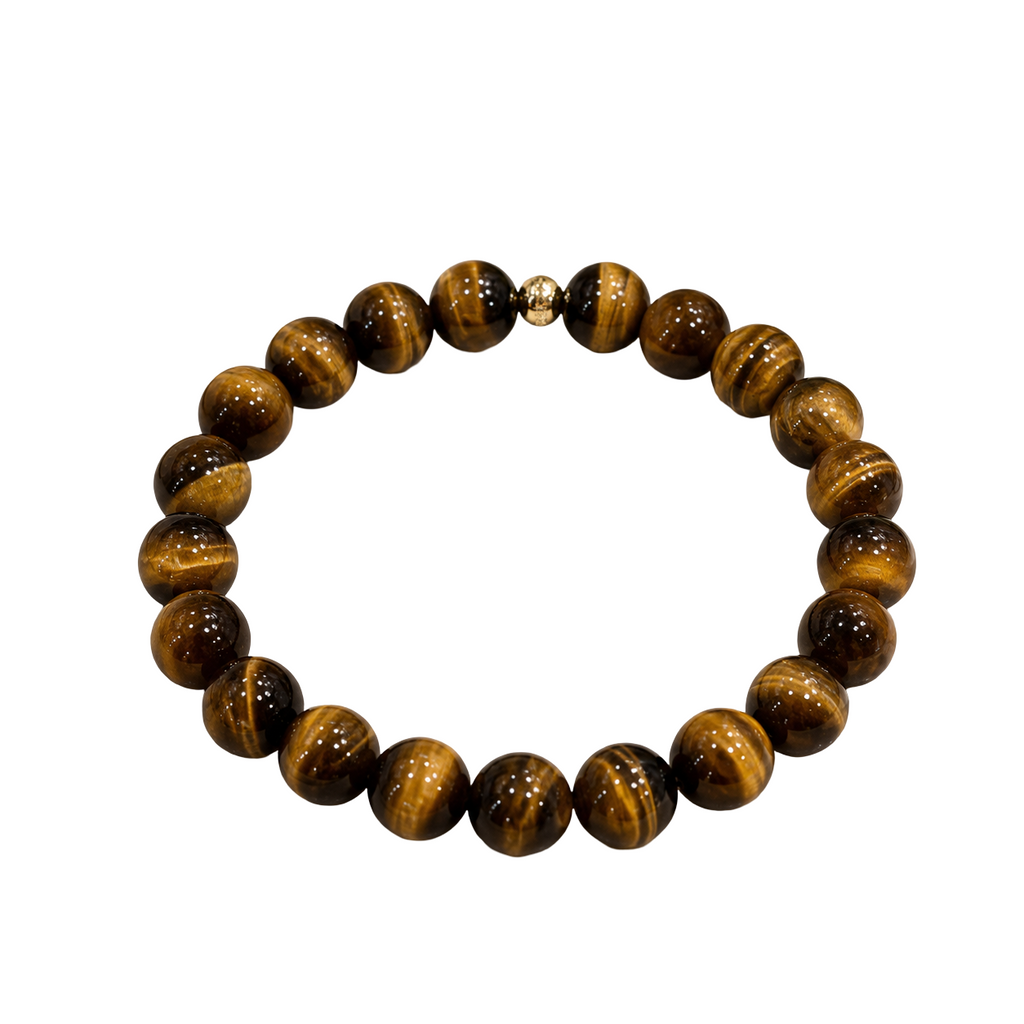 Tiger’s Eye 8mm Bracelet with 14k gold filled bead (Confidence)