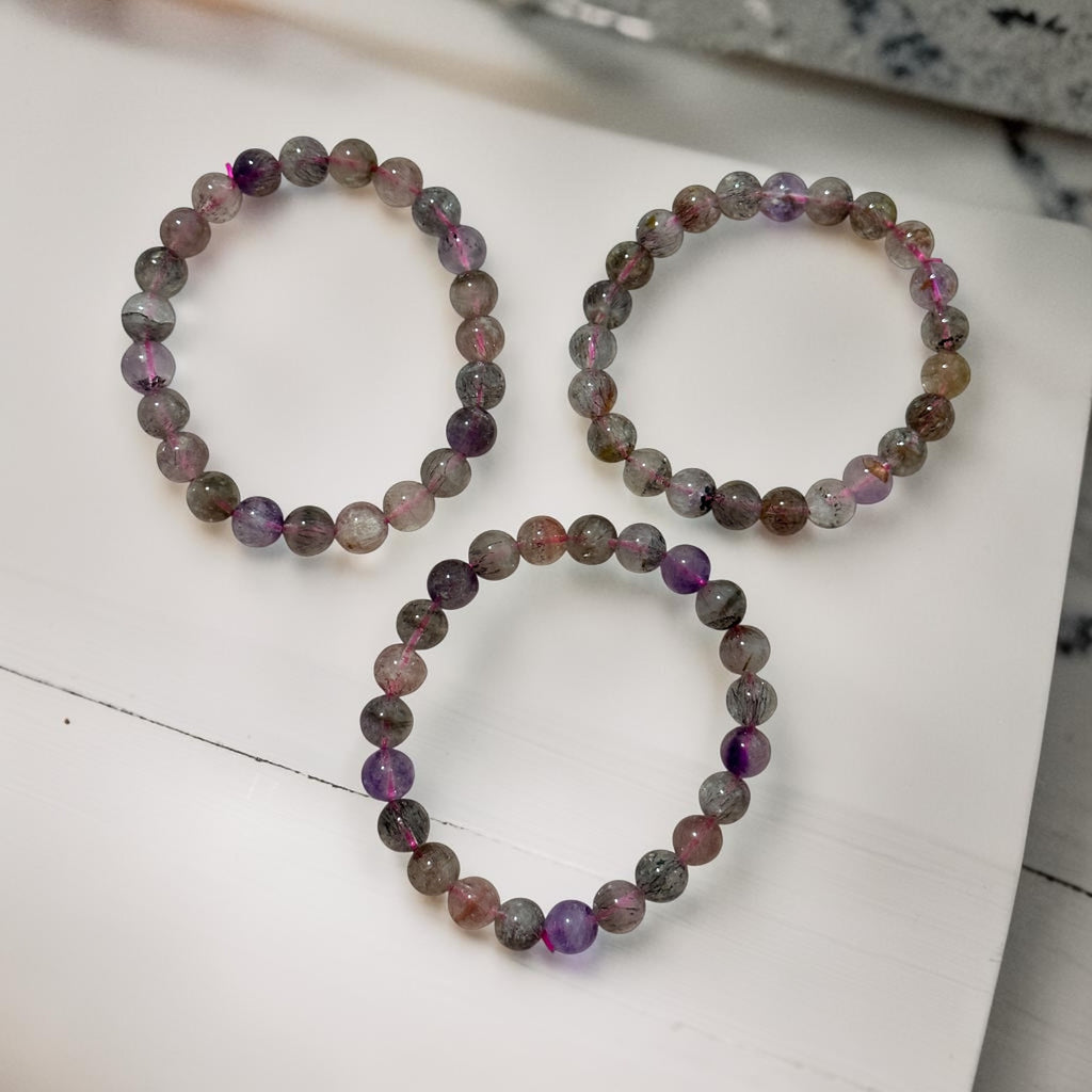 Super 7, 8mm Bracelet (Top Grade, AAAA) Good Health & Luck