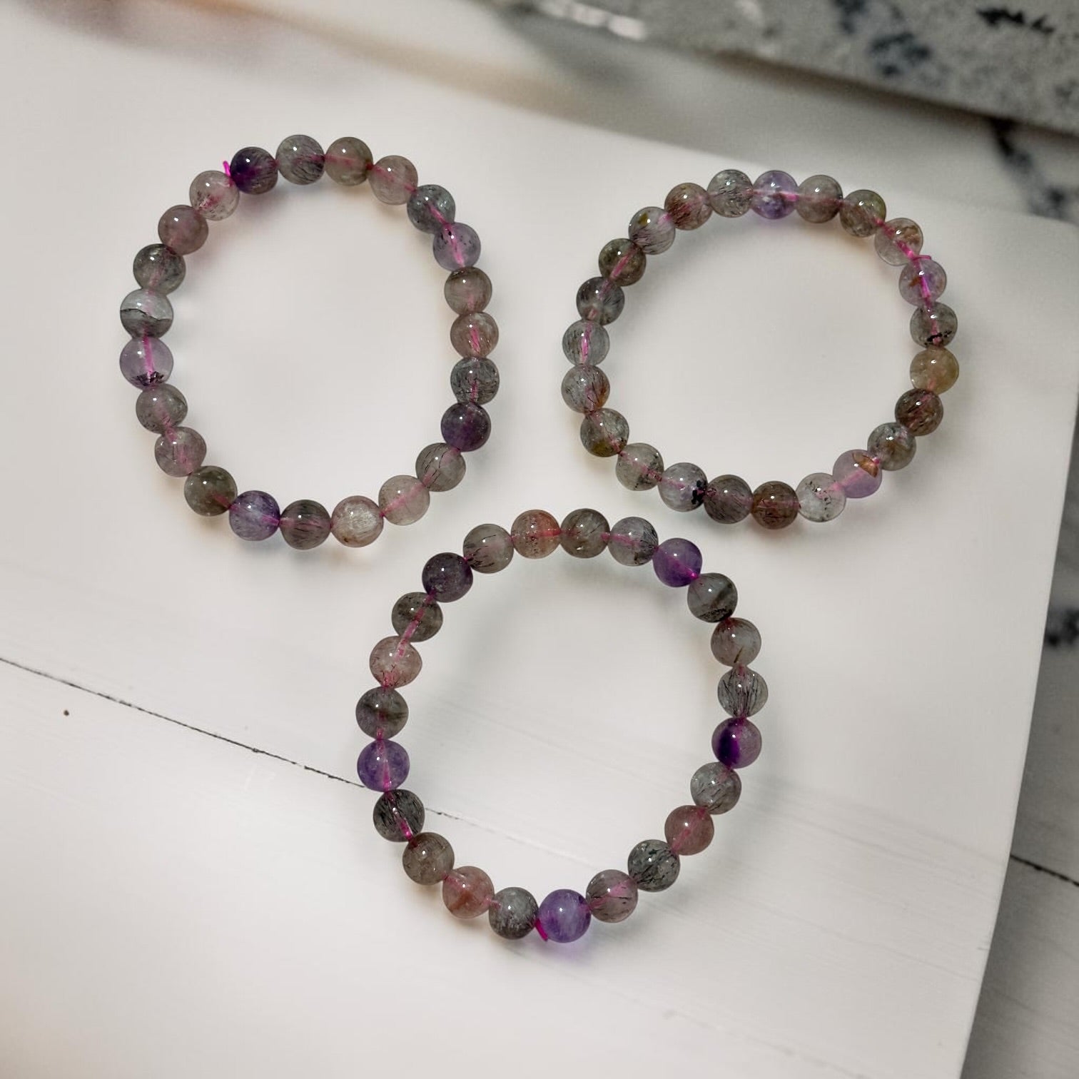 Super 7, 8mm Bracelet (Top Grade, AAAA) Good Health & Luck