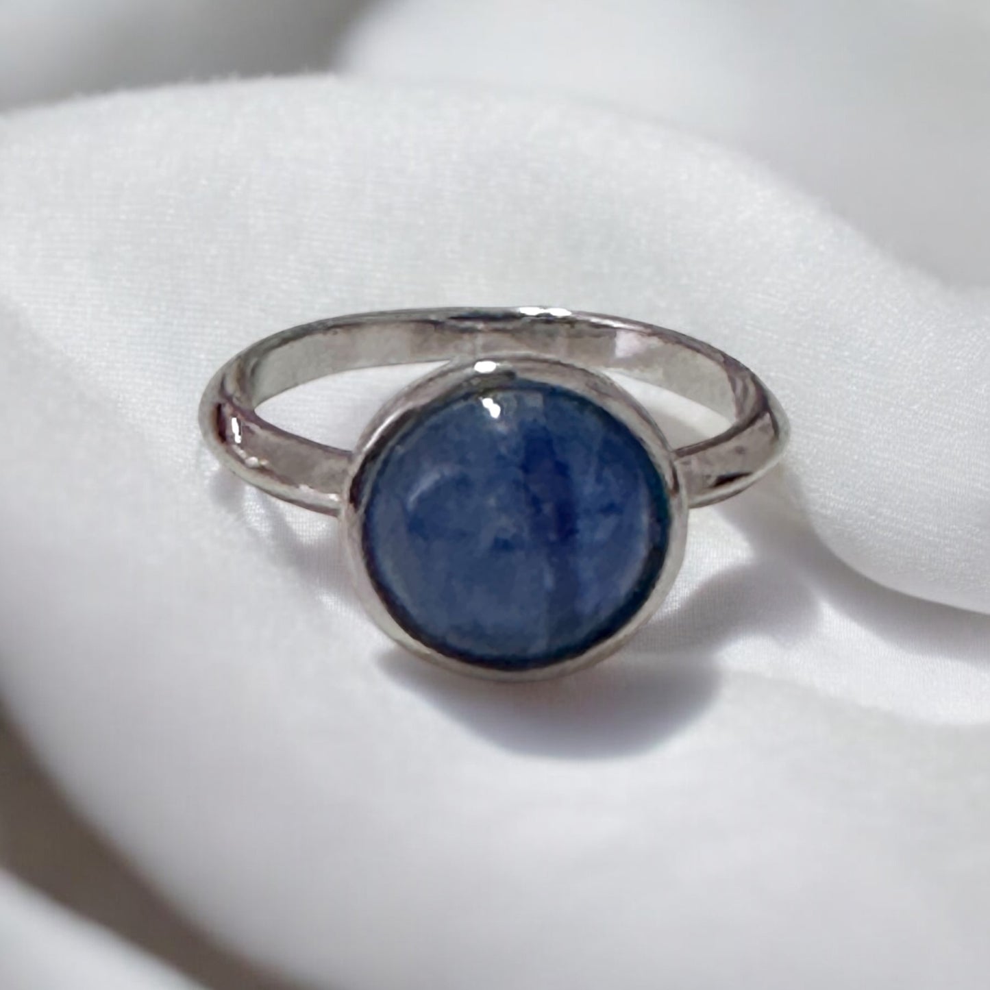 Blue Kyanite 10mm Round 925 Silver Ring (Brazil)