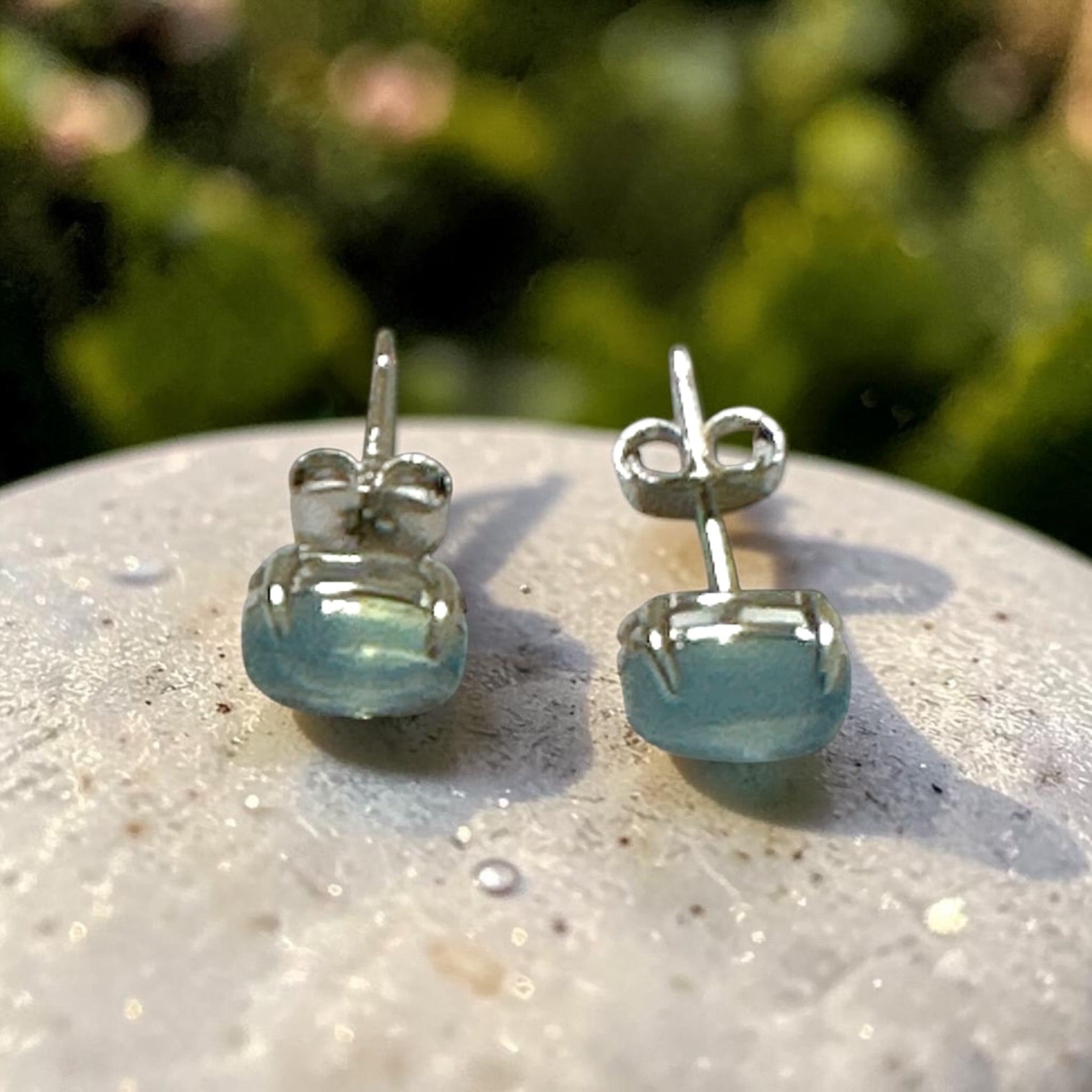 Aquamarine 6×8mm Oval 925 Silver Earrings