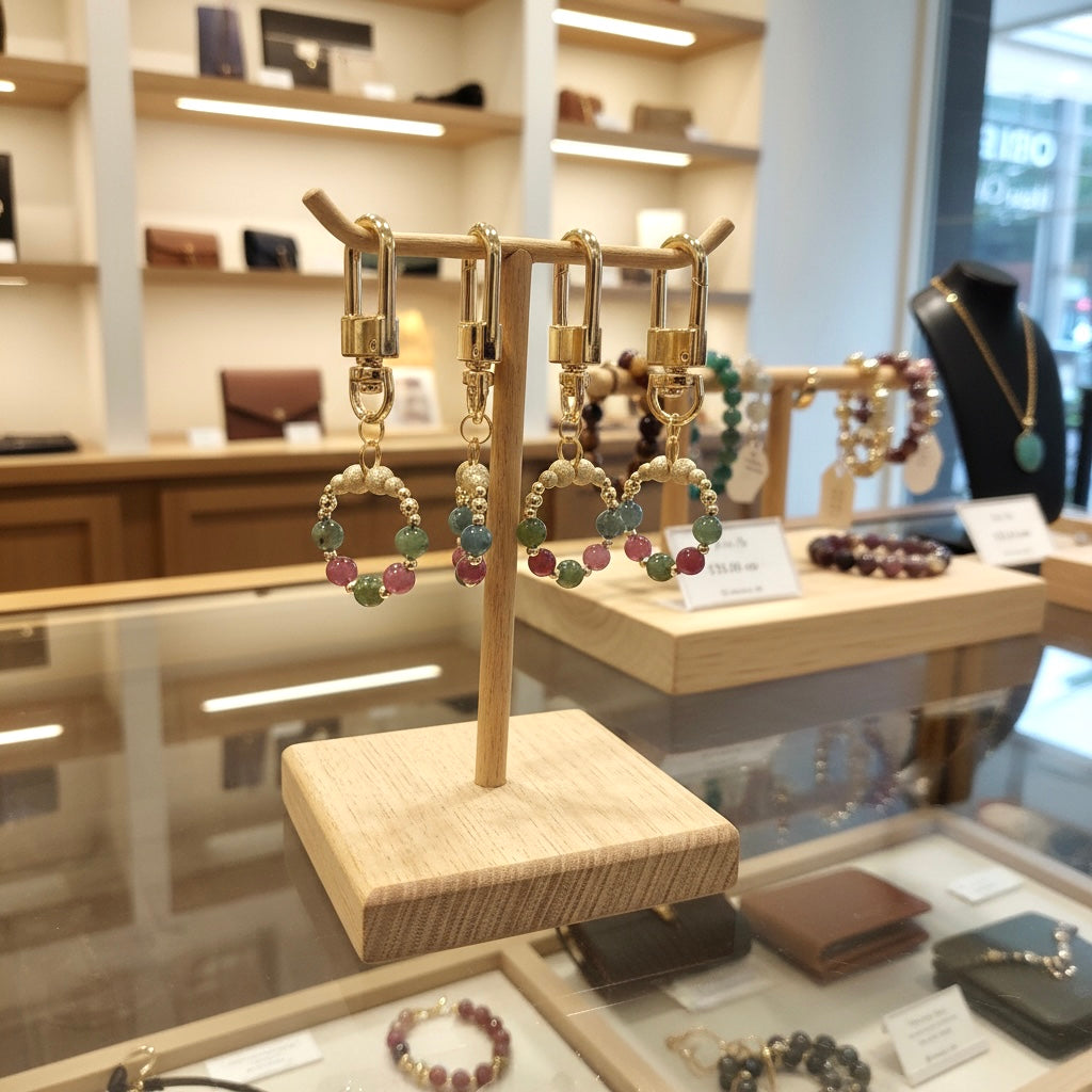 Macaron Tourmaline Stress Release Bag Charm in 14k Gold Filled by Audrey