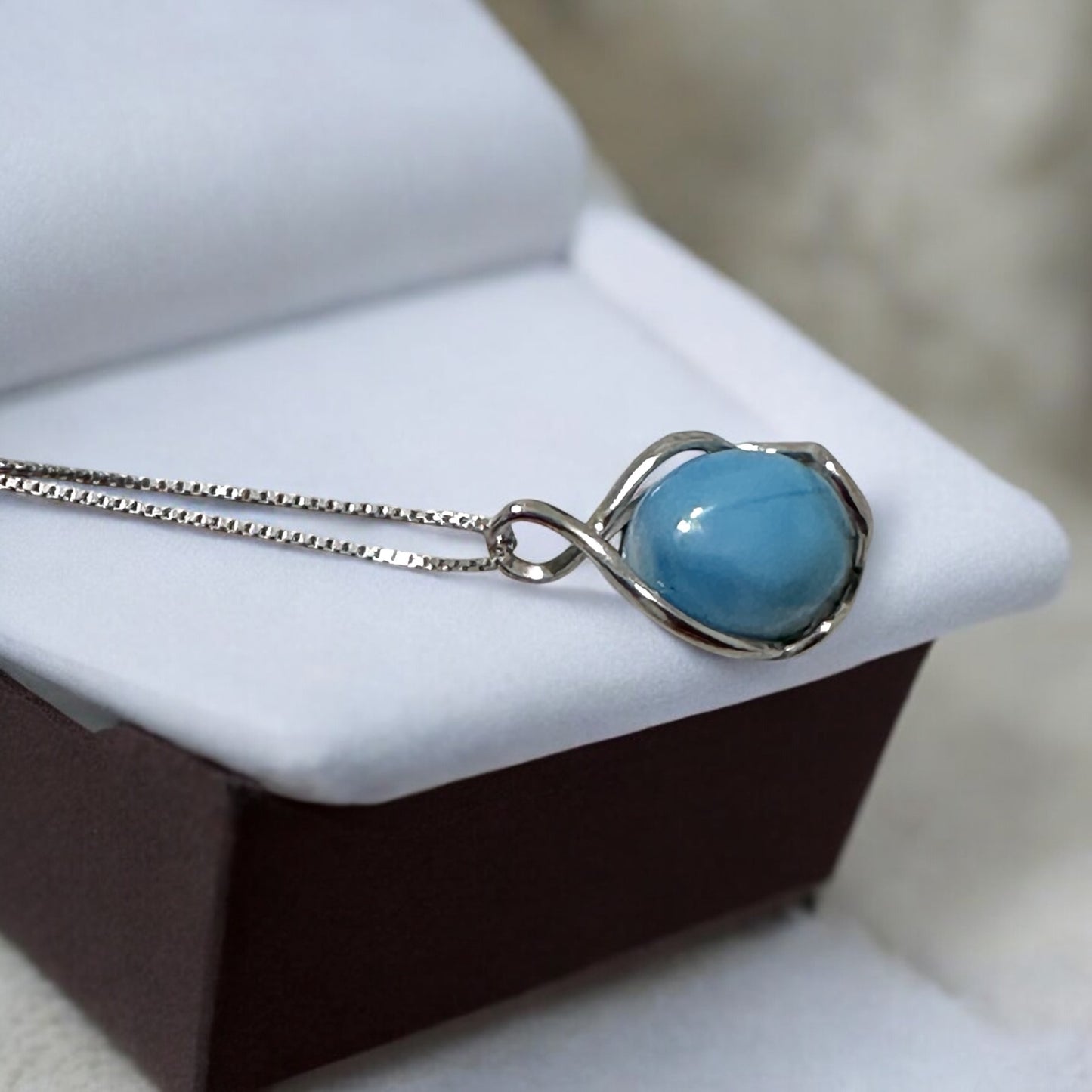 Larimar Oval Pendant 925 Silver (20-25mm)