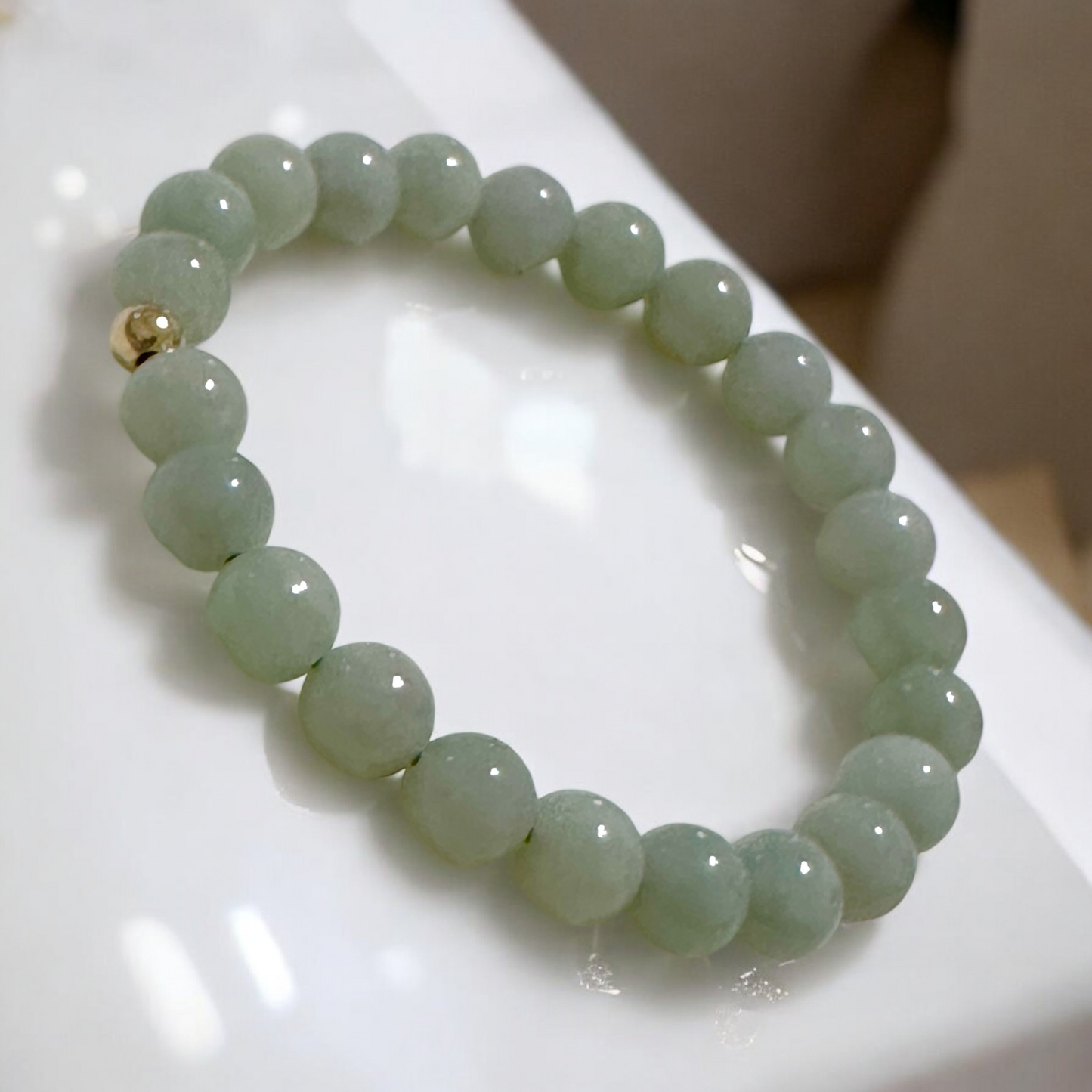 Burma Jade 8mm AAA Grade Bracelet with 14k gold-filled bead