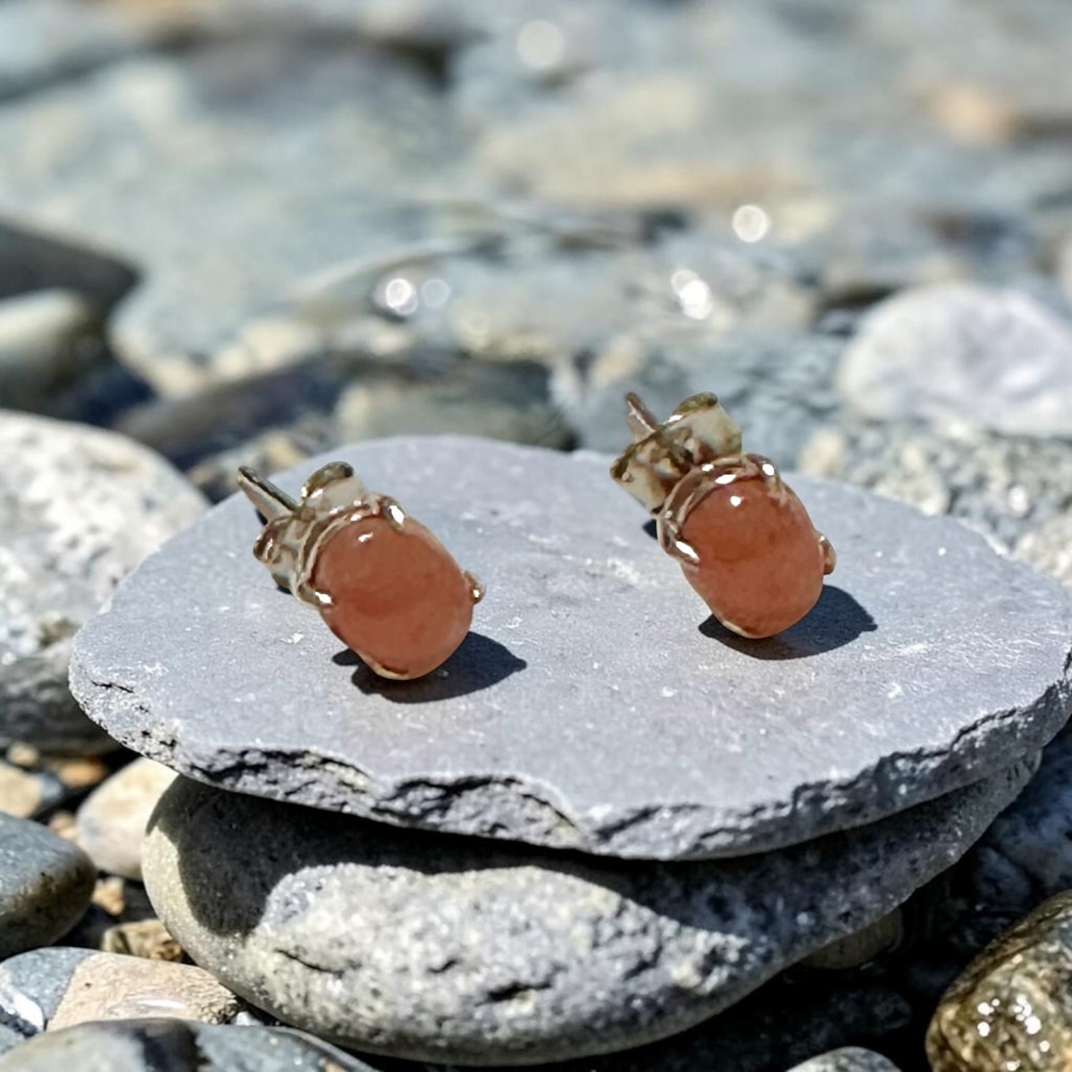 Rhodochrosite 6×8mm Oval 925 Silver Earrings