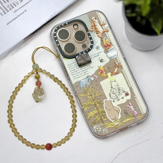 Citrine 6mm Wealth-Attracting Phone Chain Accessory (with Jade, Carnelian, Golden Tiger’s Eye, Lucky Fox & Stainless Steel Beads) PREMIUM