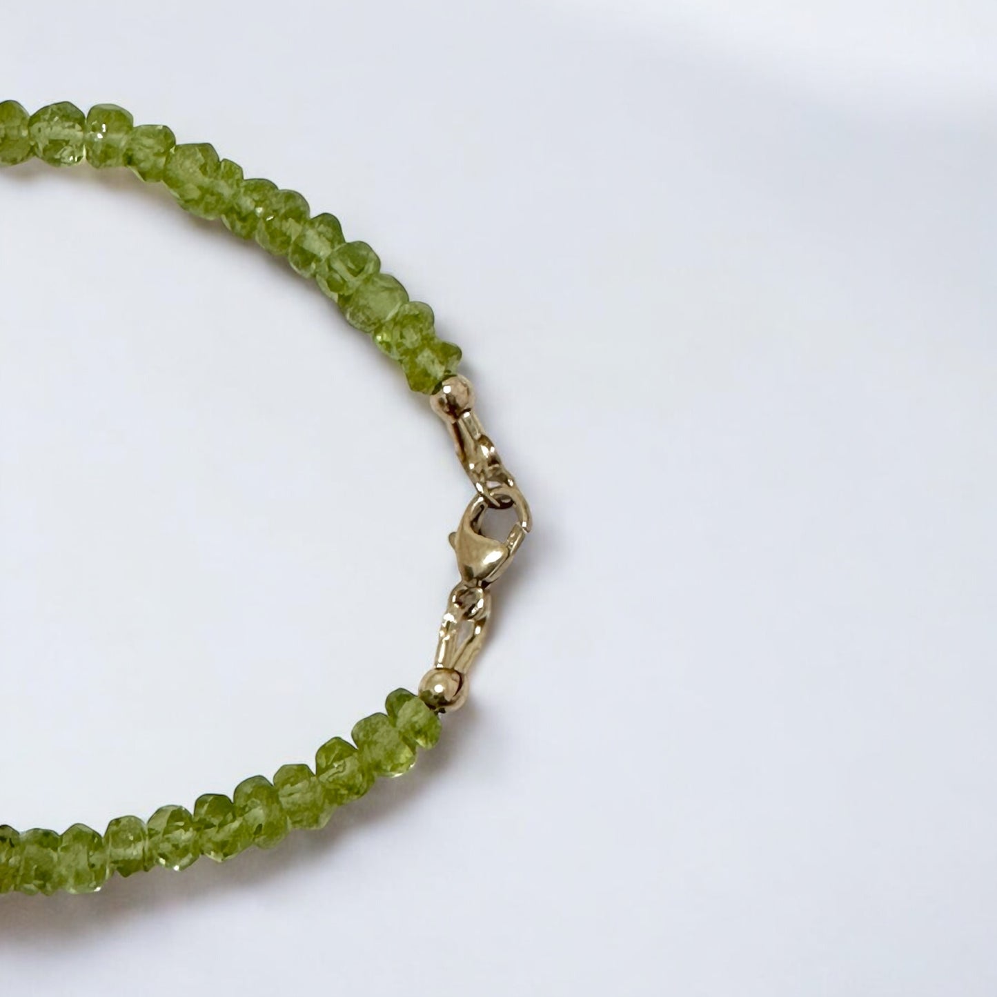 Peridot 3x5mm Rondelle Bracelet 14k gold filled clasp AAA Grade (Money Magnet)