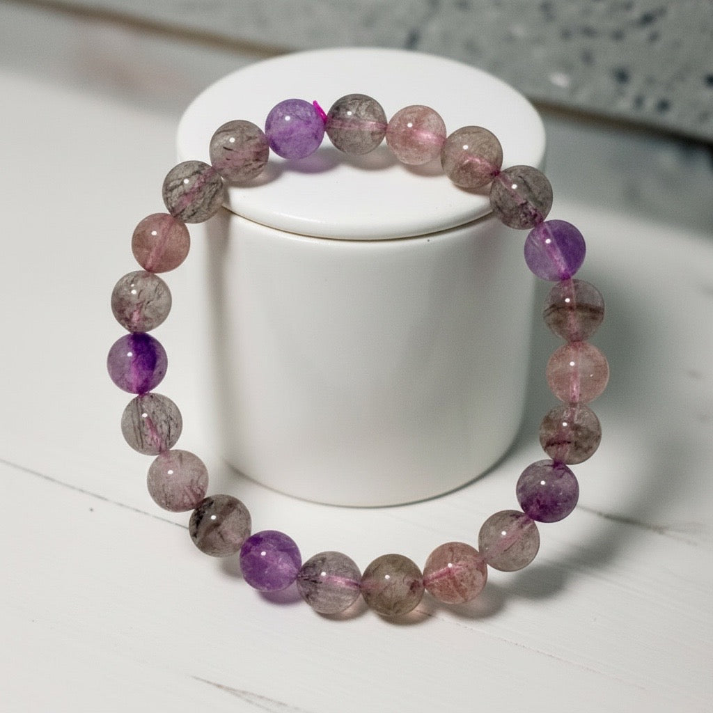 Super 7, 8mm Bracelet (Top Grade, AAAA) Good Health & Luck