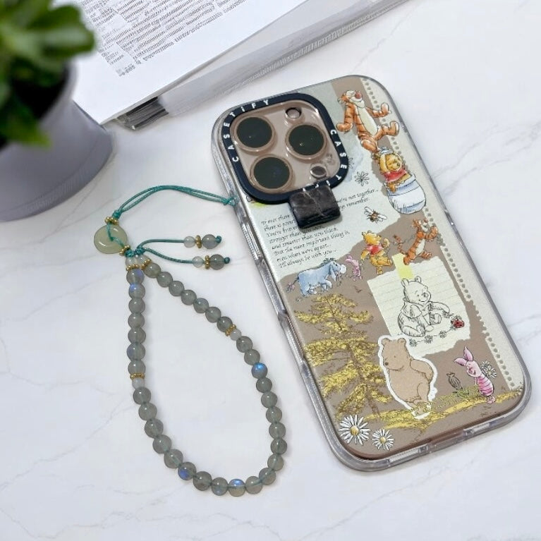 Labradorite 6mm Phone Strap Accessory for Energy Cleanse (with Moonstone, Jade Donut & Stainless Steel Beads) PREMIUM