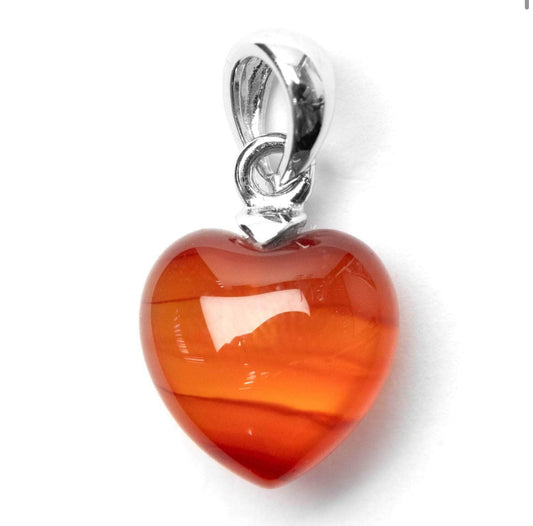 Carnelian Heart 925 Pendant (Courage, Vitality & Creative Fire)10mm