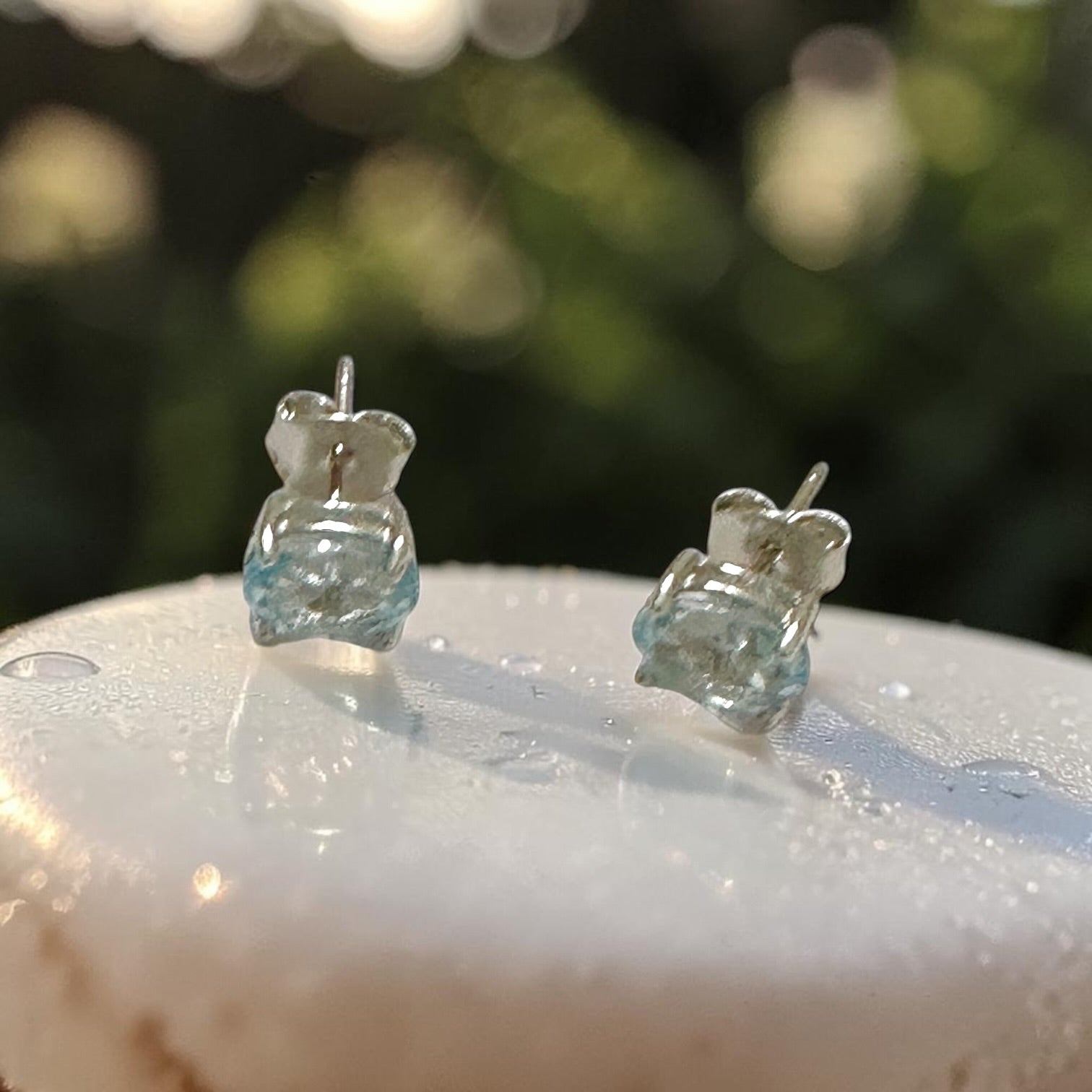 Blue Topaz 5x7mm Oval 925 Silver Earrings (Faceted)