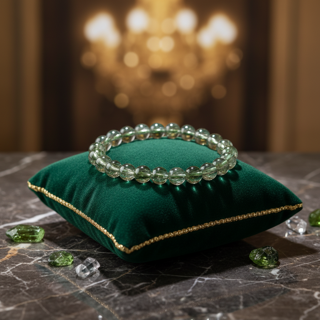 Green Tourmaline Rutilated Bracelet (Very Rare)8-9mm