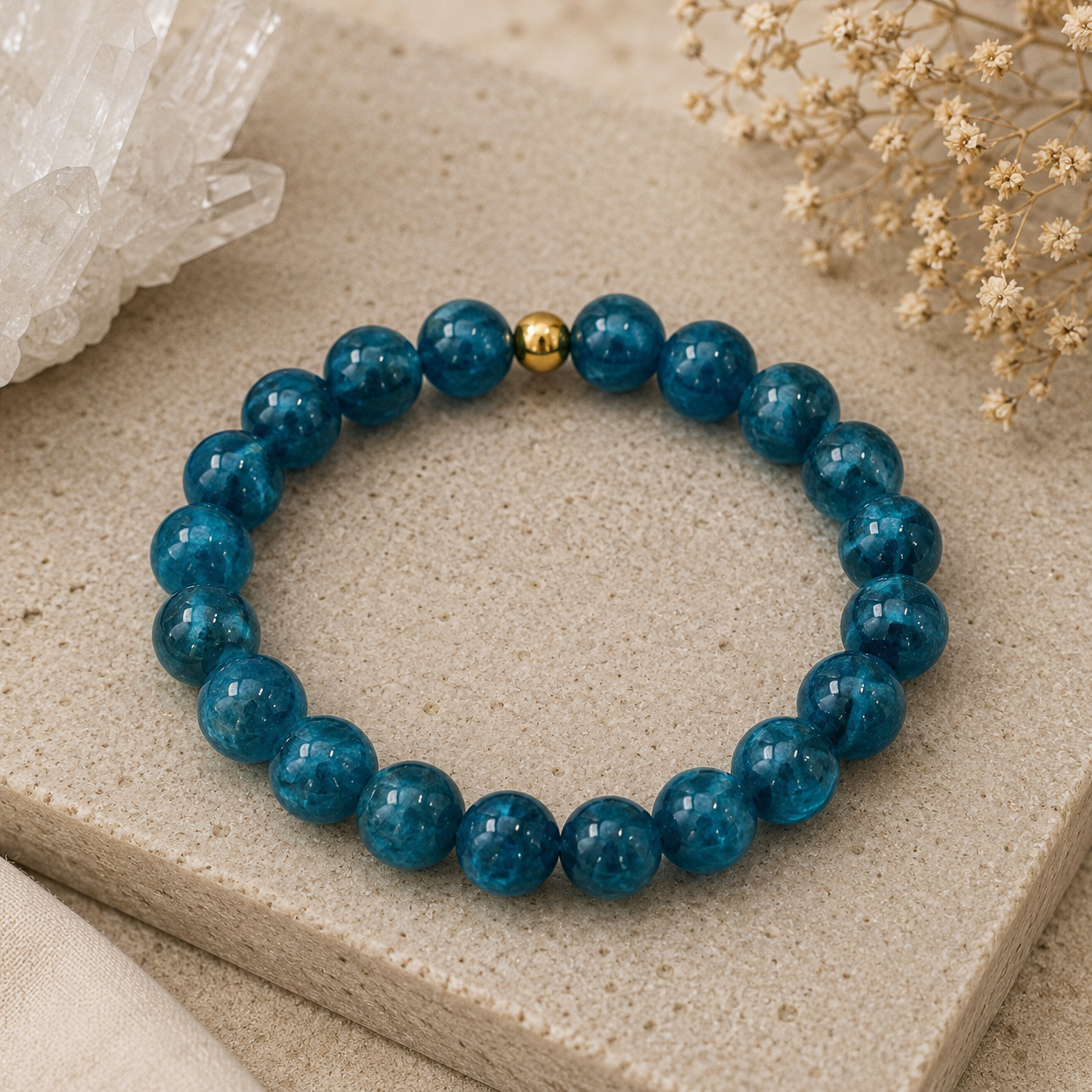 Apatite 8mm Bracelet with 14k Gold Filled Bead (Weight Management)