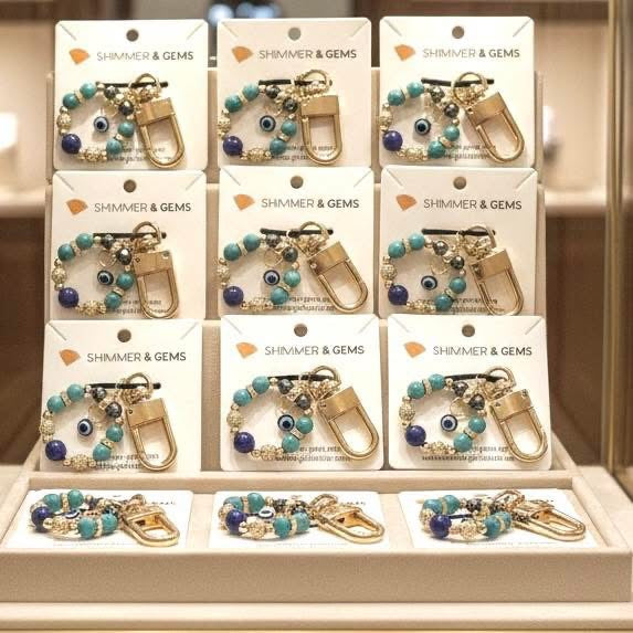 Turquoise Evil Eye Bag Charm by Audrey (with Lapis Lazuli & Hematite)