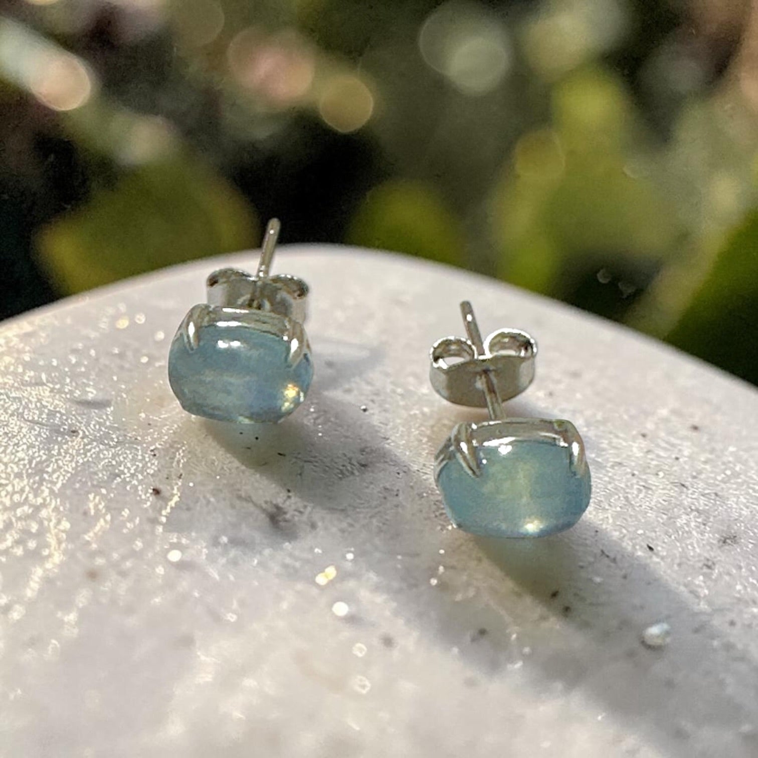 Aquamarine 6×8mm Oval 925 Silver Earrings