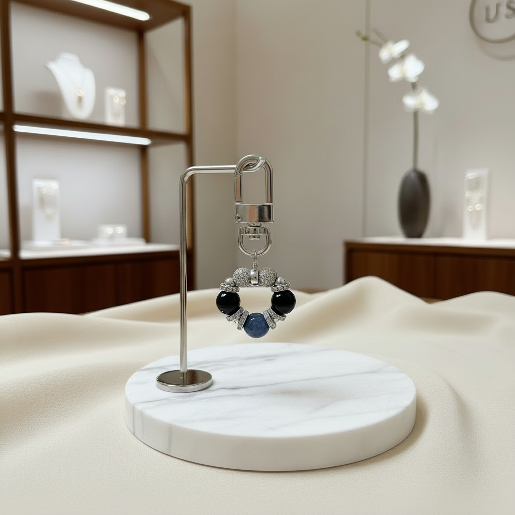 Kyanite & Black Obsidian Protection Bag Charm by Audrey (For Men & Women)