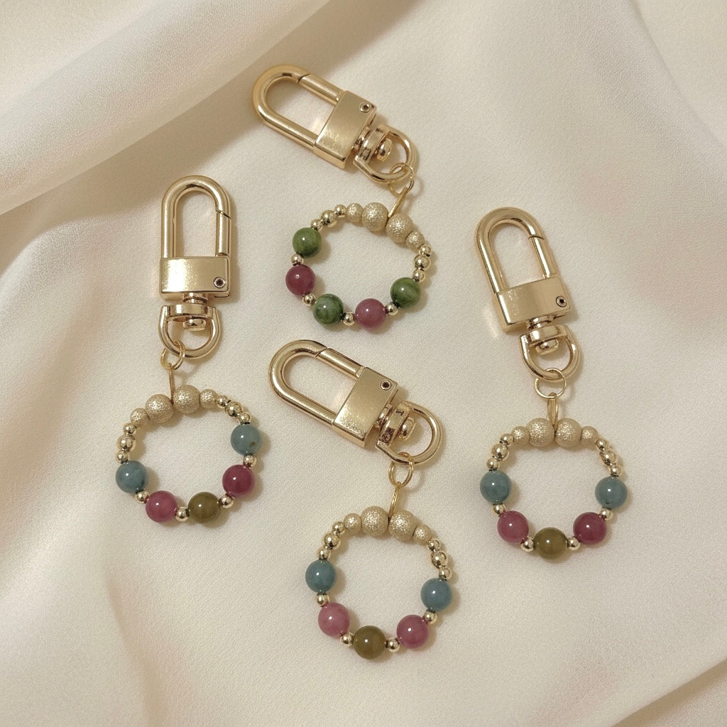 Macaron Tourmaline Stress Release Bag Charm in 14k Gold Filled by Audrey