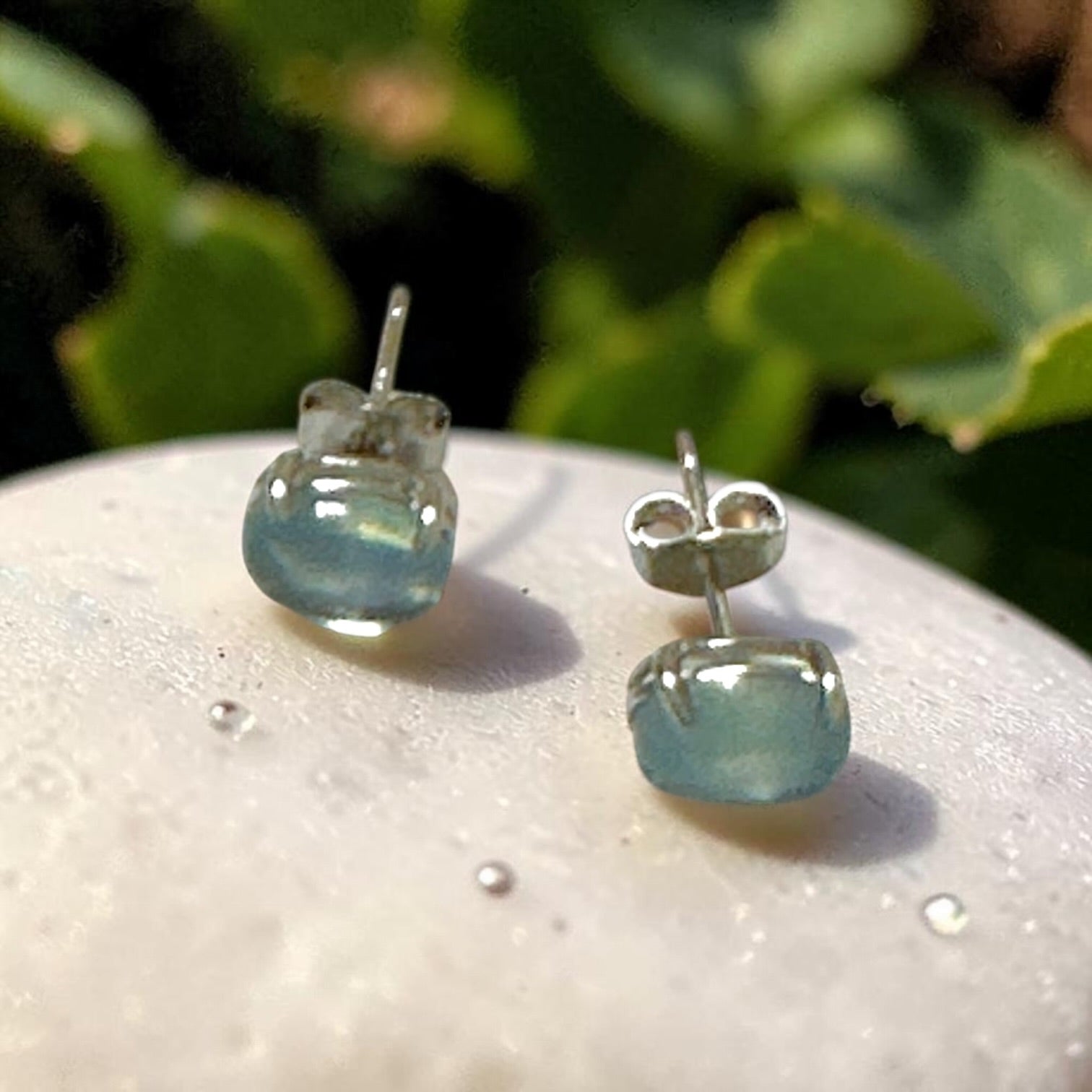 Aquamarine 6×8mm Oval 925 Silver Earrings