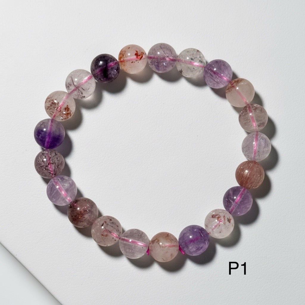 Super 7, 9mm Bracelet (Top Grade, AAAA) Good Health & Luck