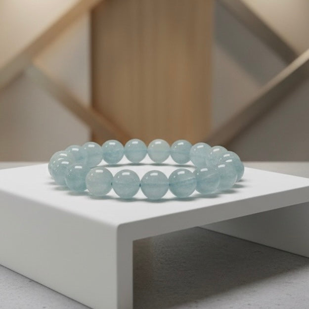 Premium Natural Aquamarine Bracelet 10mm (AAA Grade)