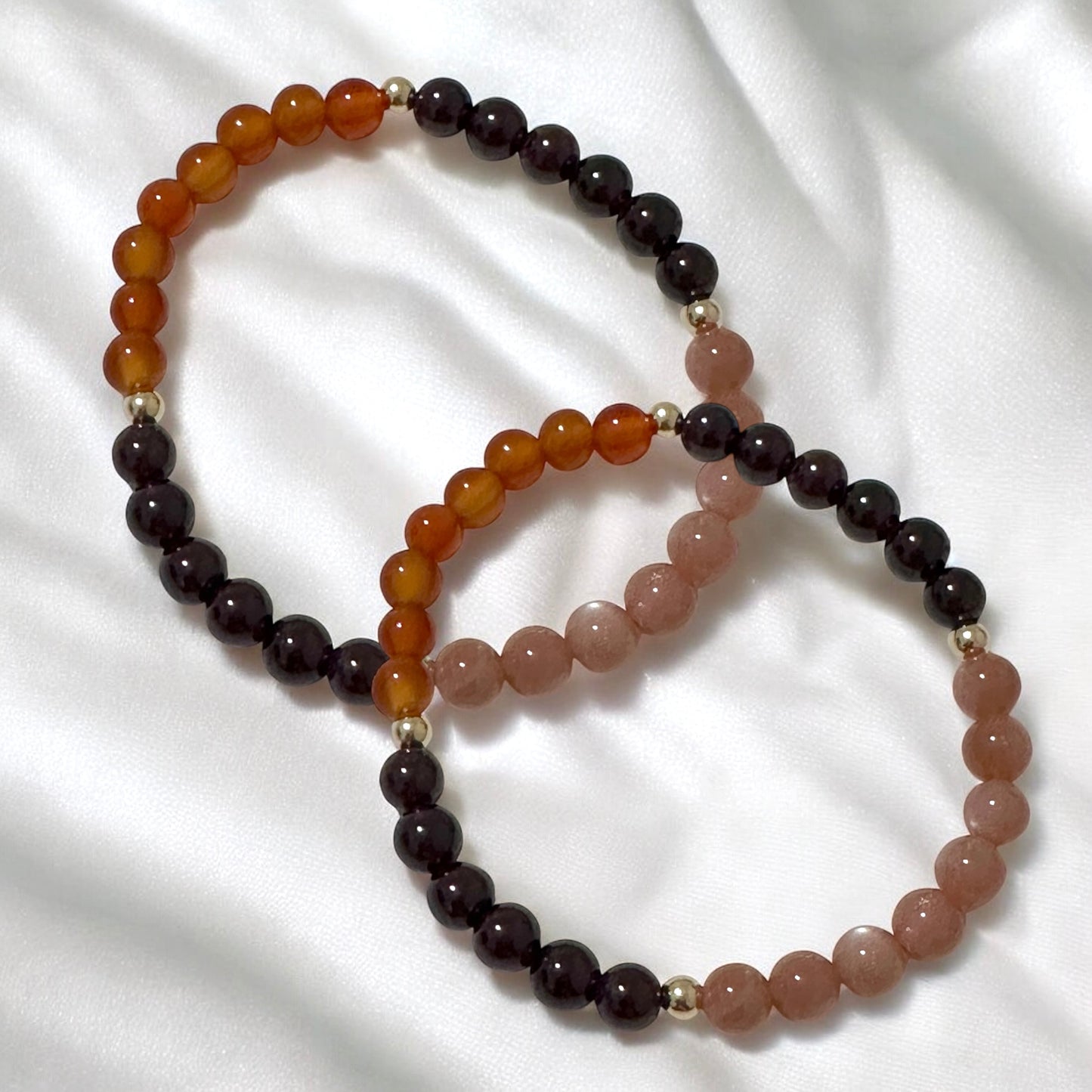 Fire Within Alchemy Bracelet (Energy Boost) 6mm Sunstone, Garnet, Carnelian with 14k Gold Filled