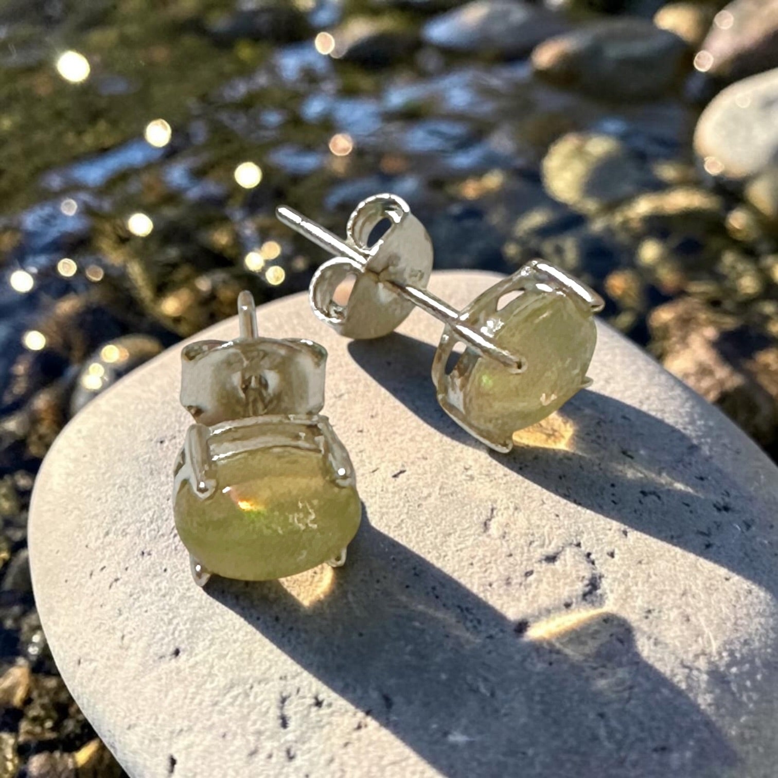 Opal 6×8mm Oval 925 Silver Earrings