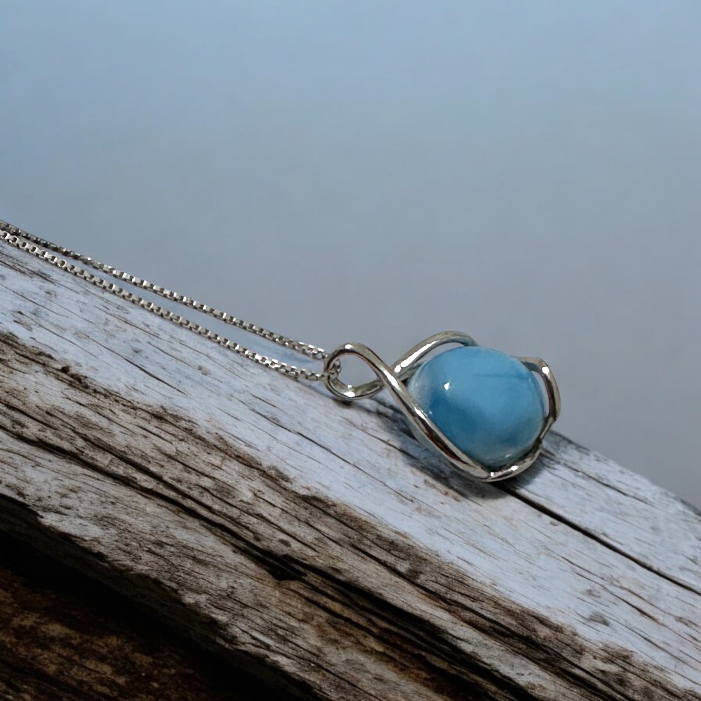 Larimar Oval Pendant 925 Silver (20-25mm)