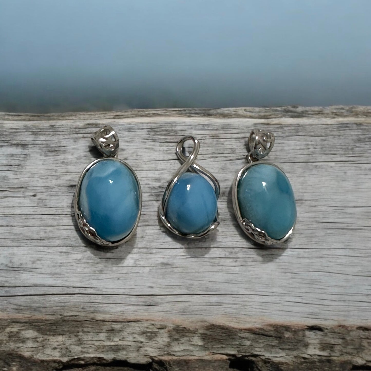 Larimar Oval Pendant 925 Silver (20-25mm)