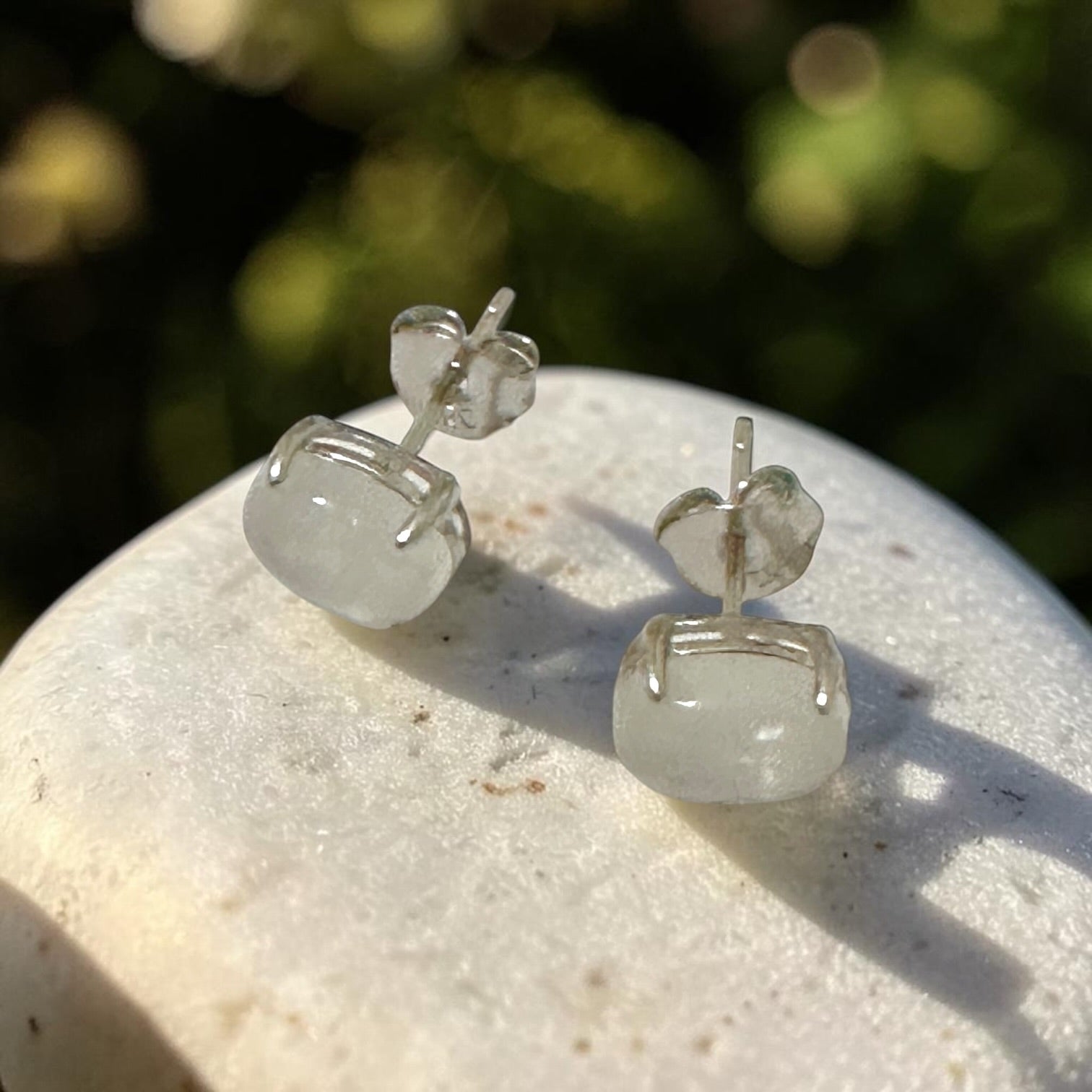 Moonstone 6×8mm Oval 925 Silver Earrings