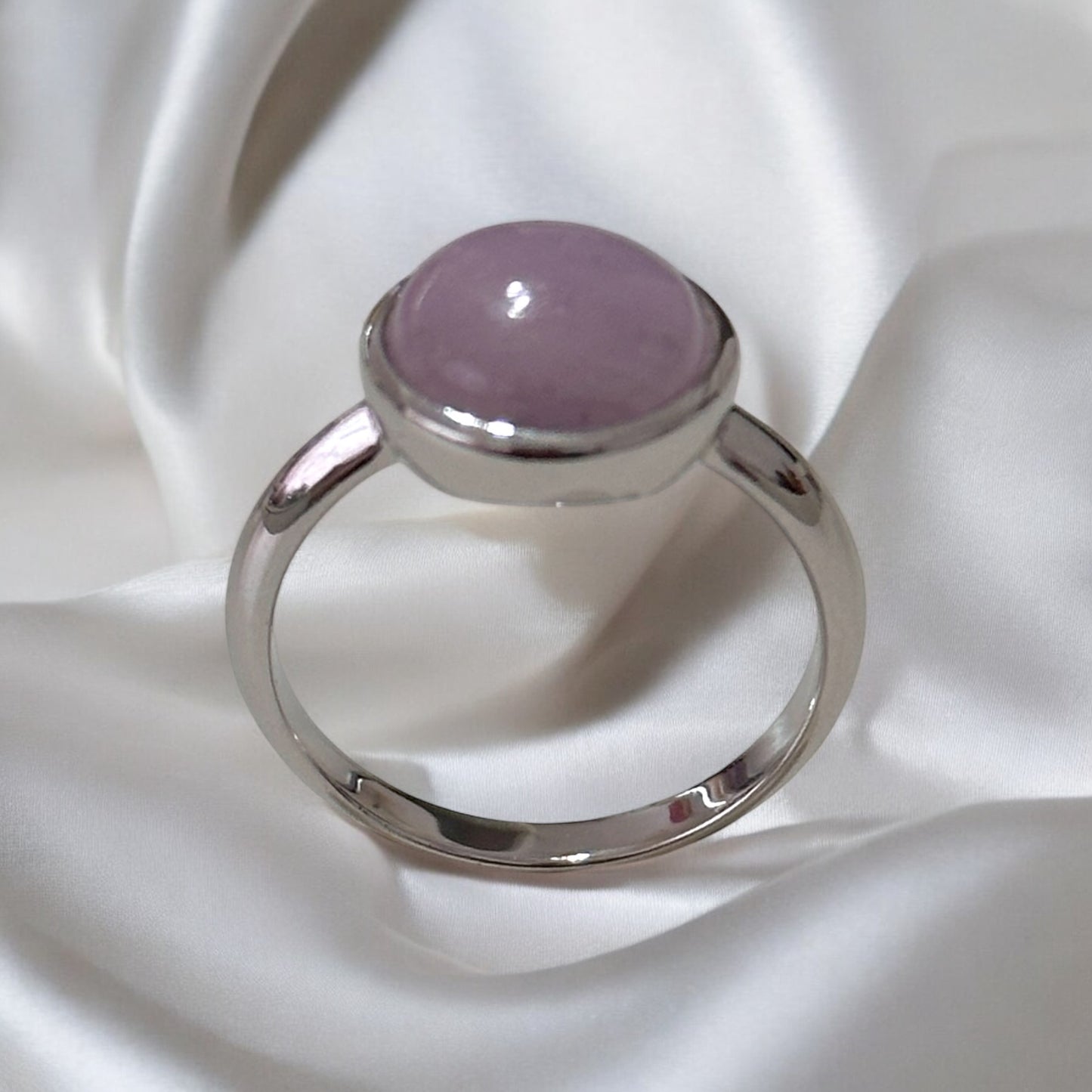 Kunzite 10mm Round 925 Silver Ring