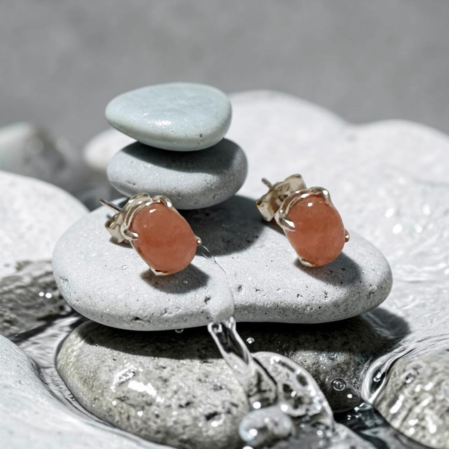Rhodochrosite 6×8mm Oval 925 Silver Earrings